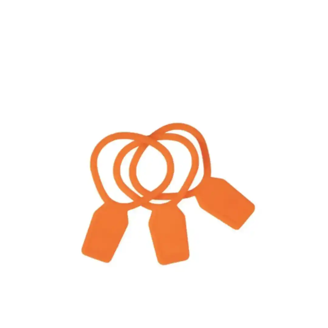 Abstract orange ribbon-like loops forming a knot on a white background.